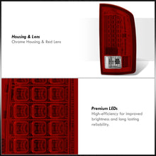 Load image into Gallery viewer, Dodge Ram 1500 2007-2008 / 2500 3500 2007-2009 LED Tail Lights Chrome Housing Red Len
