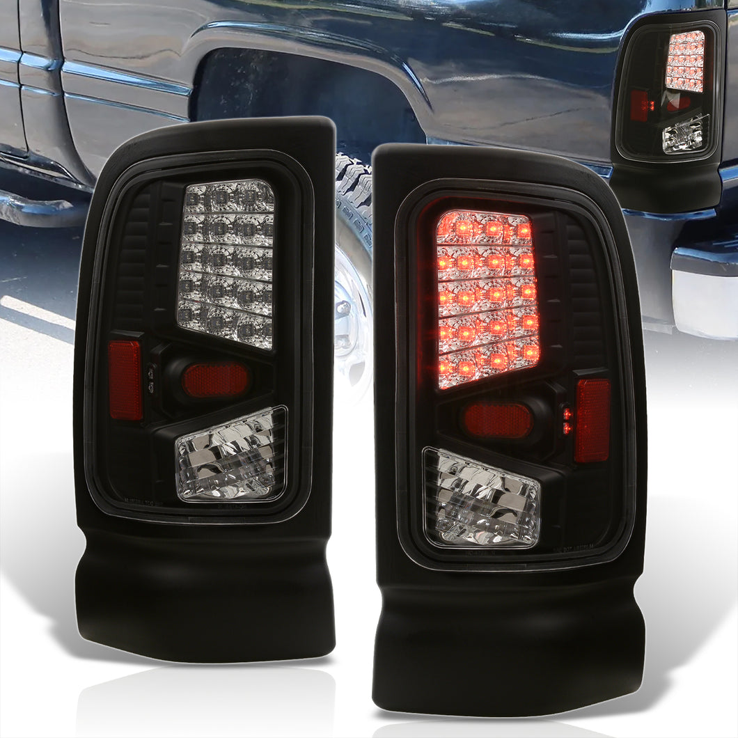 Dodge Ram 1500 1994-2001 / 2500 3500 1994-2002 LED Tail Lights Black Housing Clear Len