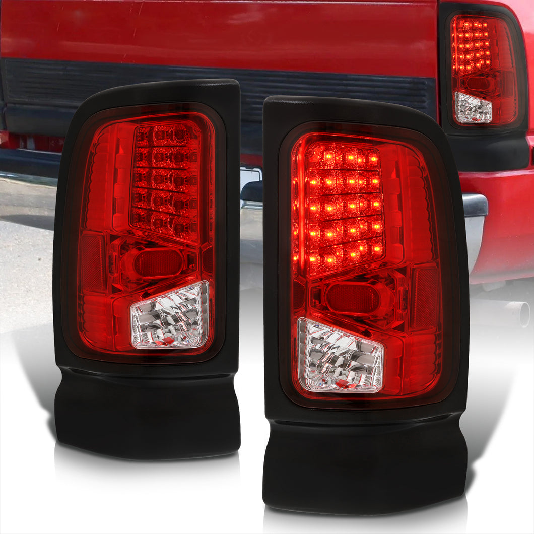 Dodge Ram 1500 1994-2001 / 2500 3500 1994-2002 LED Tail Lights Chrome Housing Red Len