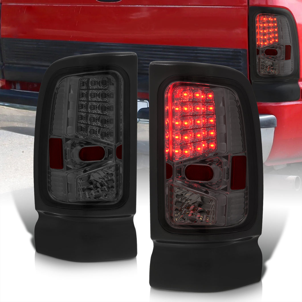 Dodge Ram 1500 1994-2001 / 2500 3500 1994-2002 LED Tail Lights Chrome Housing Smoke Len