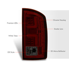 Load image into Gallery viewer, Dodge Ram 1500 2002-2006 / 2500 3500 2003-2006 LED Bar Tail Lights Chrome Housing Red Smoke Len White Tube (Excluding OEM LED Models)
