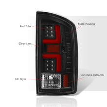 Load image into Gallery viewer, Dodge Ram 1500 2007-2008 / 2500 3500 2007-2009 LED Bar Tail Lights Black Housing Clear Len Red Tube (Excluding OEM LED Models)
