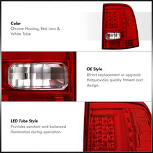 Load image into Gallery viewer, Ford Explorer 2002-2005 LED Bar Tail Lights Chrome Housing Red Len White Tube
