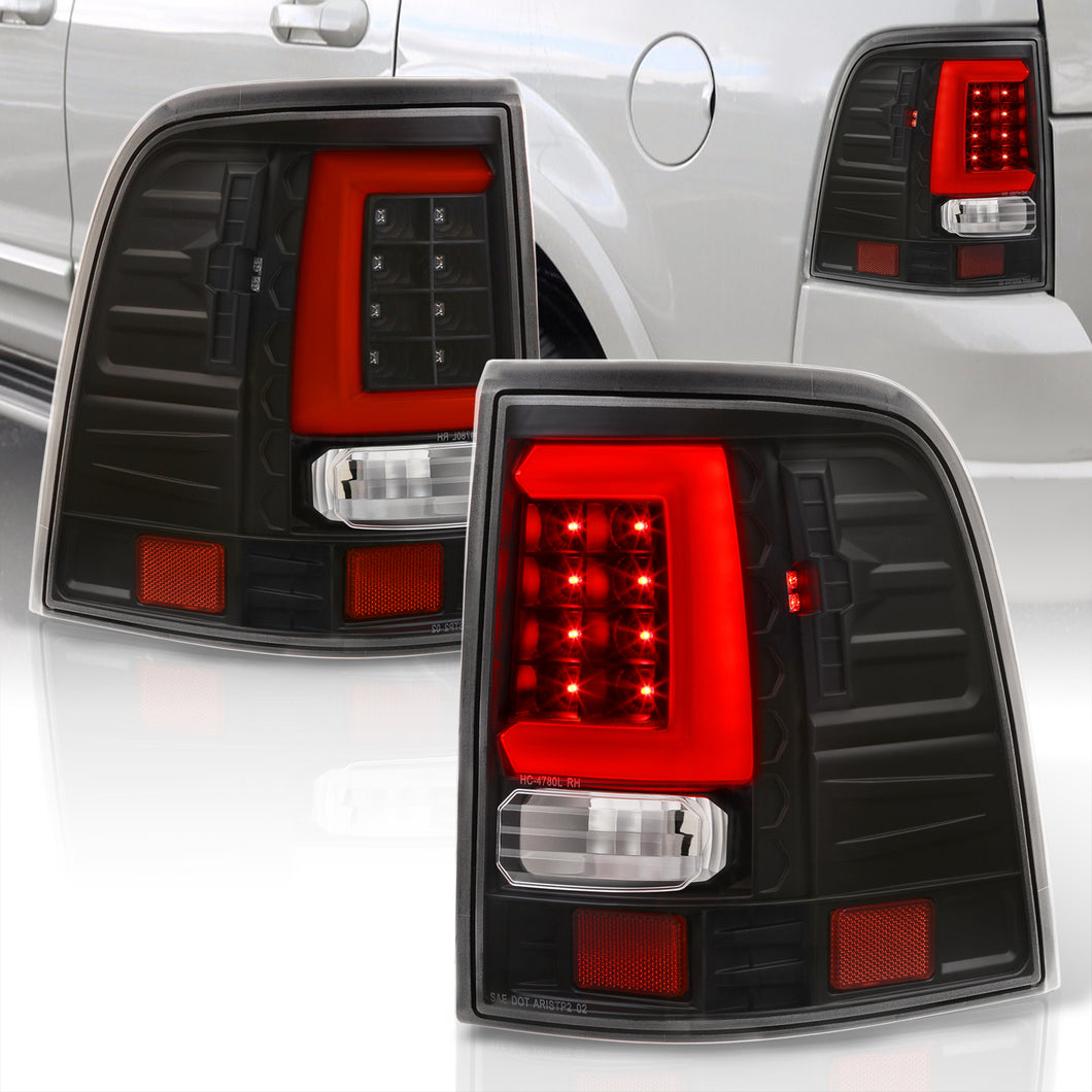 Ford Explorer 2002-2005 LED Bar Tail Lights Black Housing Clear Len Red Tube