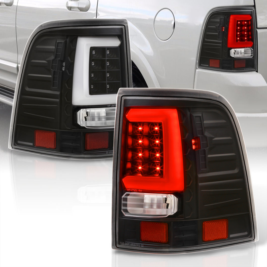 Ford Explorer 2002-2005 LED Bar Tail Lights Black Housing Clear Len White Tube