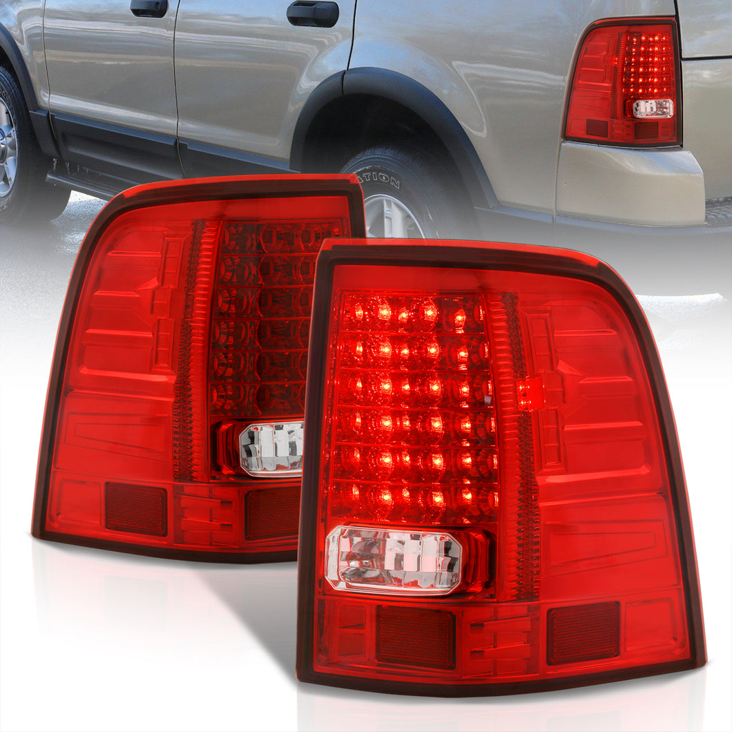 Ford Explorer 2002-2005 LED Tail Lights Chrome Housing Red Len