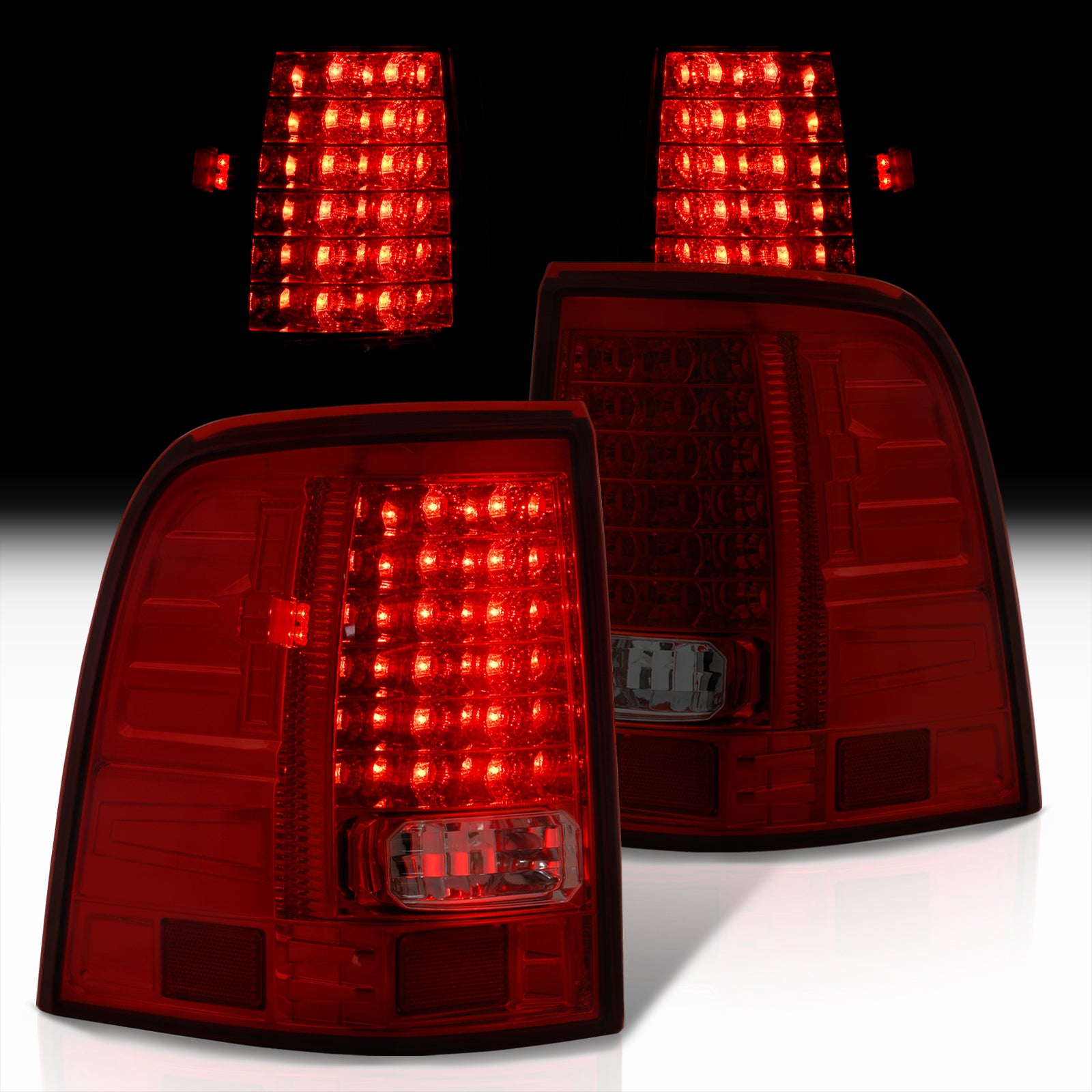Ford Explorer 2002-2005 LED Tail Lights Chrome Housing Red Smoke