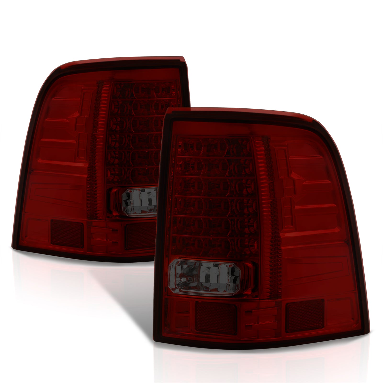 Ford Explorer 2002-2005 LED Tail Lights Chrome Housing Red Smoke
