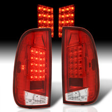 Load image into Gallery viewer, Ford F150 1997-2003 / F250 Light Duty 1997-1999 / F250 F350 F450 F550 Super Duty 1999-2007 LED Tail Lights Chrome Housing Red Len (Styleside Models Only)
