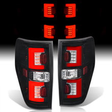 Load image into Gallery viewer, Ford F150 Styleside 2009-2014 LED Bar Tail Lights Black Housing Clear Len Red Tube
