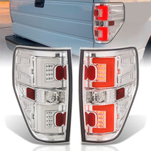 Load image into Gallery viewer, Ford F150 Styleside 2009-2014 LED Bar Tail Lights Chrome Housing Clear Len White Tube
