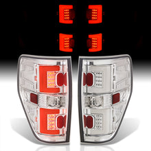 Load image into Gallery viewer, Ford F150 Styleside 2009-2014 LED Bar Tail Lights Chrome Housing Clear Len White Tube
