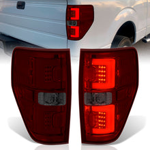 Load image into Gallery viewer, Ford F150 Styleside 2009-2014 LED Bar Tail Lights Chrome Housing Red Smoke Len White Tube
