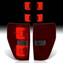 Load image into Gallery viewer, Ford F150 Styleside 2009-2014 LED Bar Tail Lights Chrome Housing Red Smoke Len White Tube
