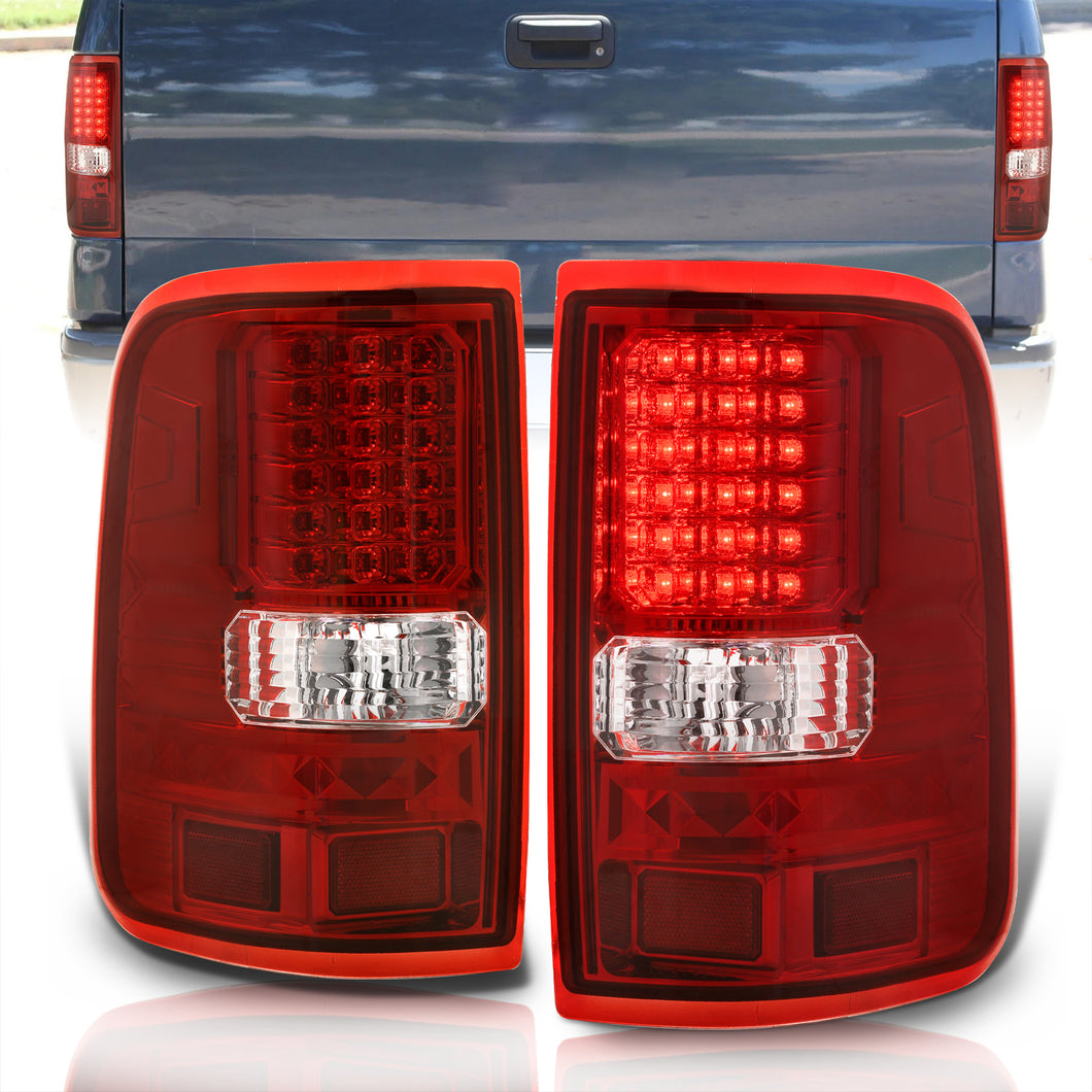 Ford F150 Styleside 2004-2008 LED Tail Lights Chrome Housing Red Len