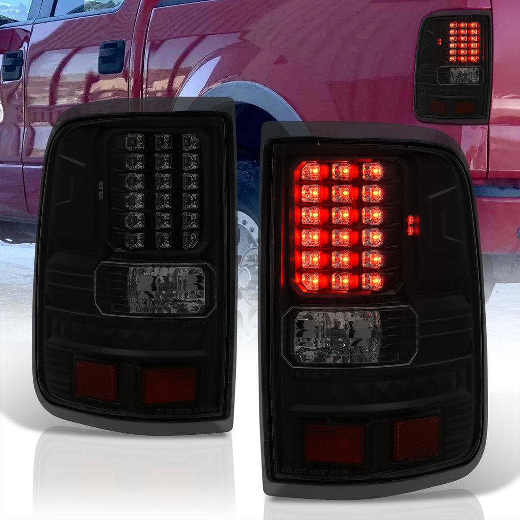 Ford F150 Styleside 2004-2008 LED Tail Lights Black Housing Smoked Len