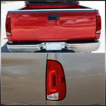 Load image into Gallery viewer, Ford F150 1997-2003 / F250 Light Duty 1997-1999 / F250 F350 F450 F550 Super Duty 1999-2007 LED Tail Lights Chrome Housing Red Len (Styleside Models Only)
