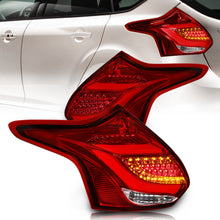 Load image into Gallery viewer, Ford Focus Hatchback 2012-2014 LED Bar Tail Lights Chrome Housing Red Len White Tube
