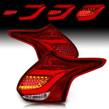 Load image into Gallery viewer, Ford Focus Hatchback 2012-2014 LED Bar Tail Lights Chrome Housing Red Len White Tube
