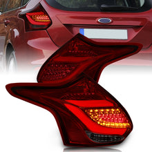 Load image into Gallery viewer, Ford Focus Hatchback 2012-2014 LED Bar Tail Lights Chrome Housing Red Smoke Len White Tube
