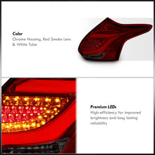 Load image into Gallery viewer, Ford Focus Hatchback 2012-2014 LED Bar Tail Lights Chrome Housing Red Smoke Len White Tube
