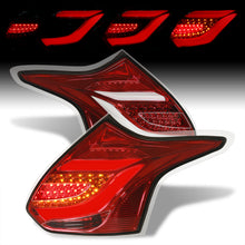 Load image into Gallery viewer, Ford Focus Hatchback 2012-2014 LED Bar Tail Lights Red Housing Clear Len White Tube
