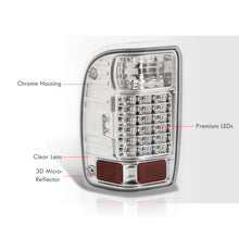 Load image into Gallery viewer, Ford Ranger 2001-2011 LED Tail Lights Chrome Housing Clear Len (Excluding STX Models)
