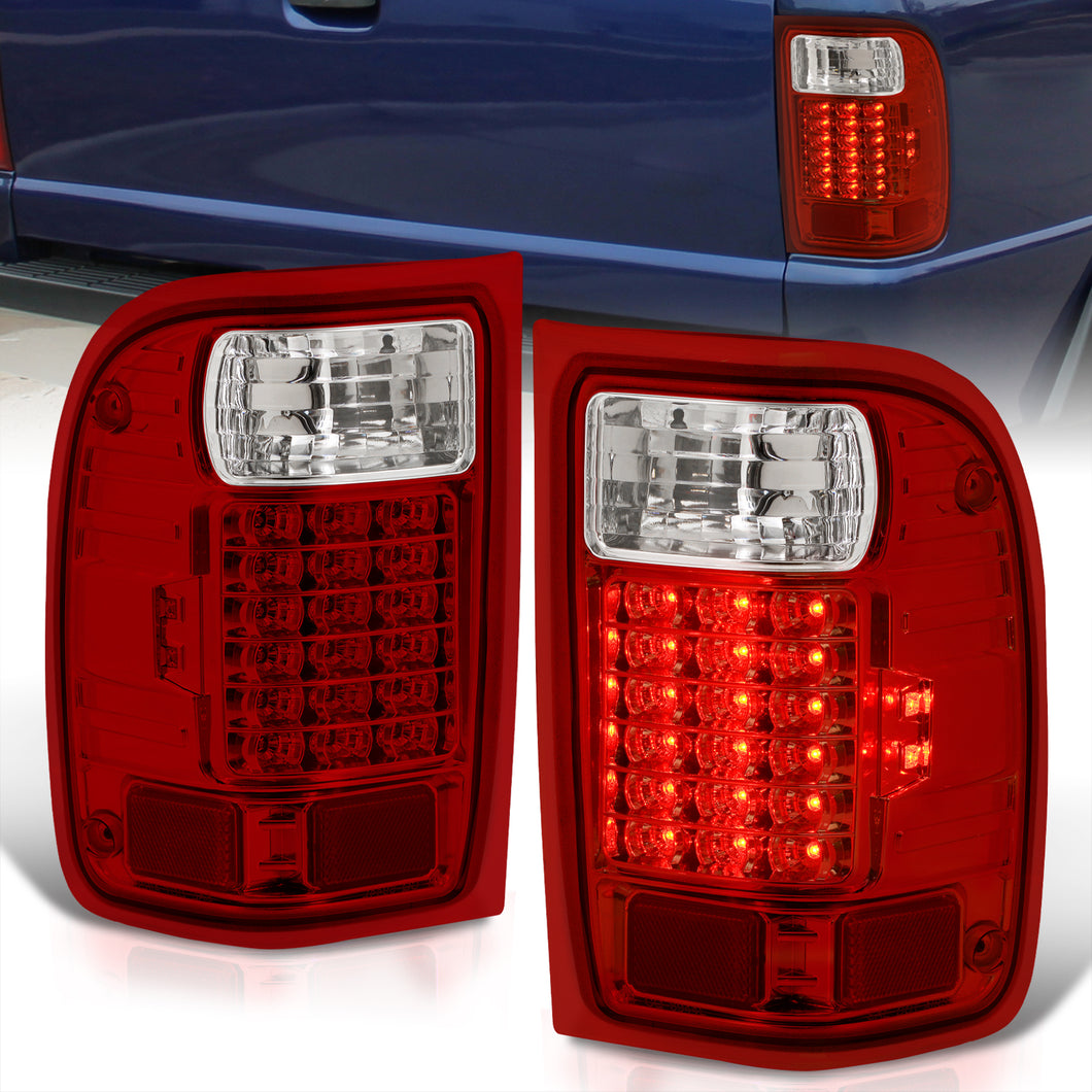 Ford Ranger 2001-2011 LED Tail Lights Chrome Housing Red Len (Excluding STX Models)
