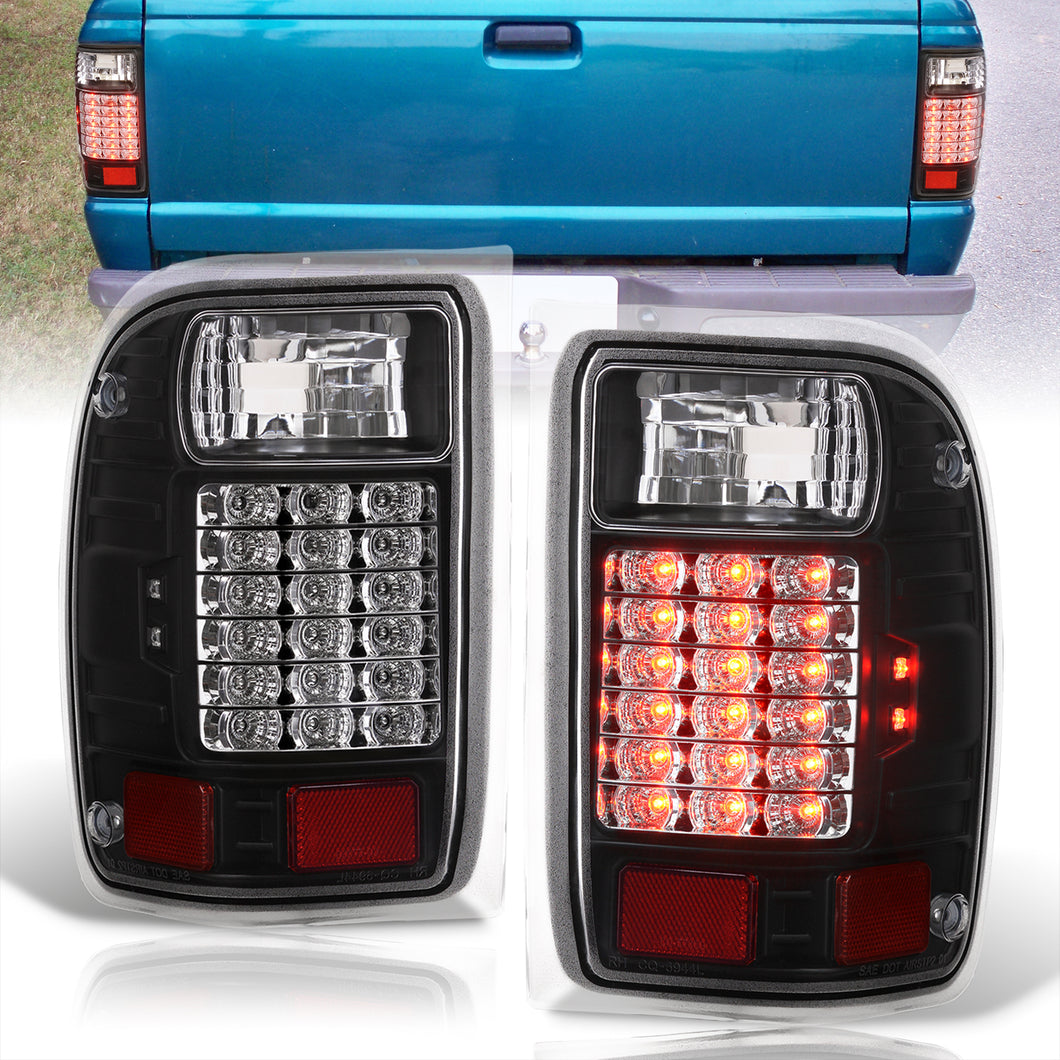 Ford Ranger 1993-1999 LED Tail Lights Black Housing Clear Len