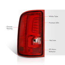 Load image into Gallery viewer, GMC Sierra 1500 2007-2013 / 2500HD 3500HD 2007-2014 LED Bar Tail Lights Chrome Housing Red Len White Tube (Excluding OEM LED &amp; Dually Models)
