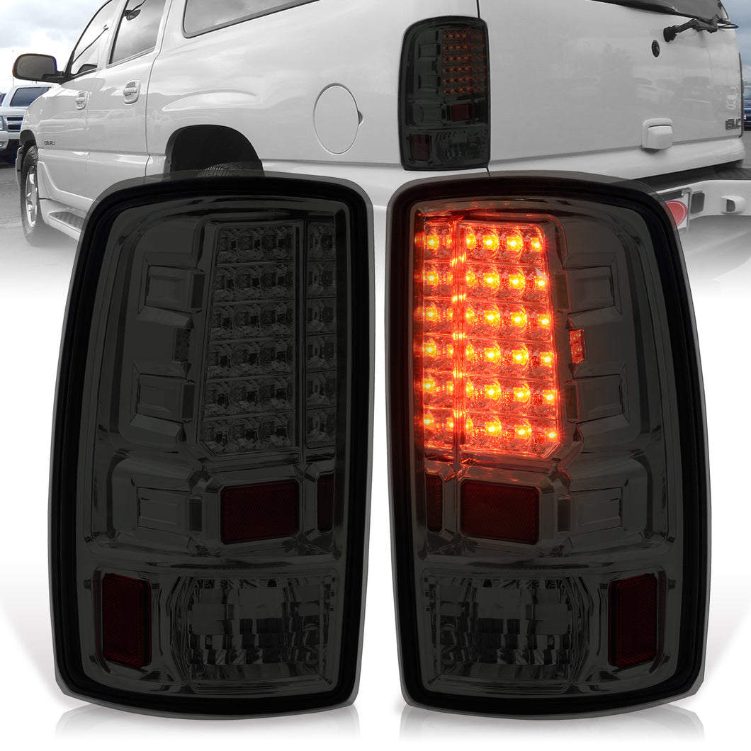 Chevrolet Suburban Tahoe 2000-2006 / GMC Yukon XL 2000-2006 / Yukon Denali 2001-2006 LED Tail Lights Chrome Housing Smoke Len (Excluding Barn Door Trunks)