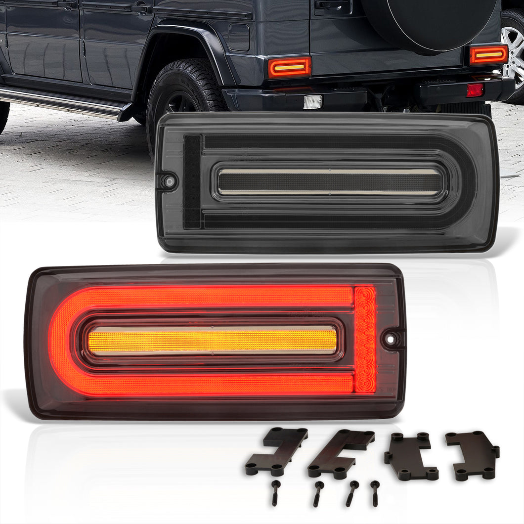 Mercedes Benz G-Class W463 G500 G550 G55 G63 1990-2018 Sequential LED Tail Lights Chrome Housing Smoke Len (Version 2 - W463 Style)