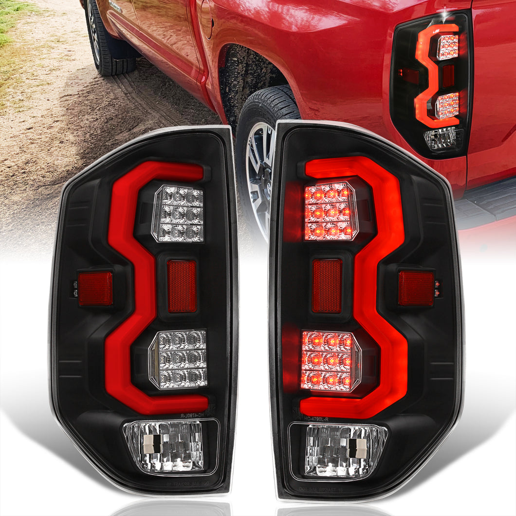 Toyota Tundra 2014-2021 LED Bar Tail Lights Black Housing Clear Len Red Tube