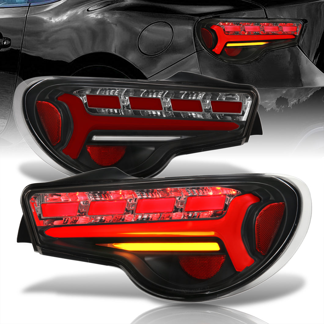 Toyota 86 FRS 2012-2020 / Subaru BRZ 2012-2020 Sequential LED Bar Tail Lights Black Housing Clear Len Red Tube (Version 2)