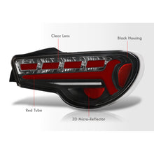 Load image into Gallery viewer, Toyota 86 FRS 2012-2020 / Subaru BRZ 2012-2020 Sequential LED Bar Tail Lights Black Housing Clear Len Red Tube (Version 2)
