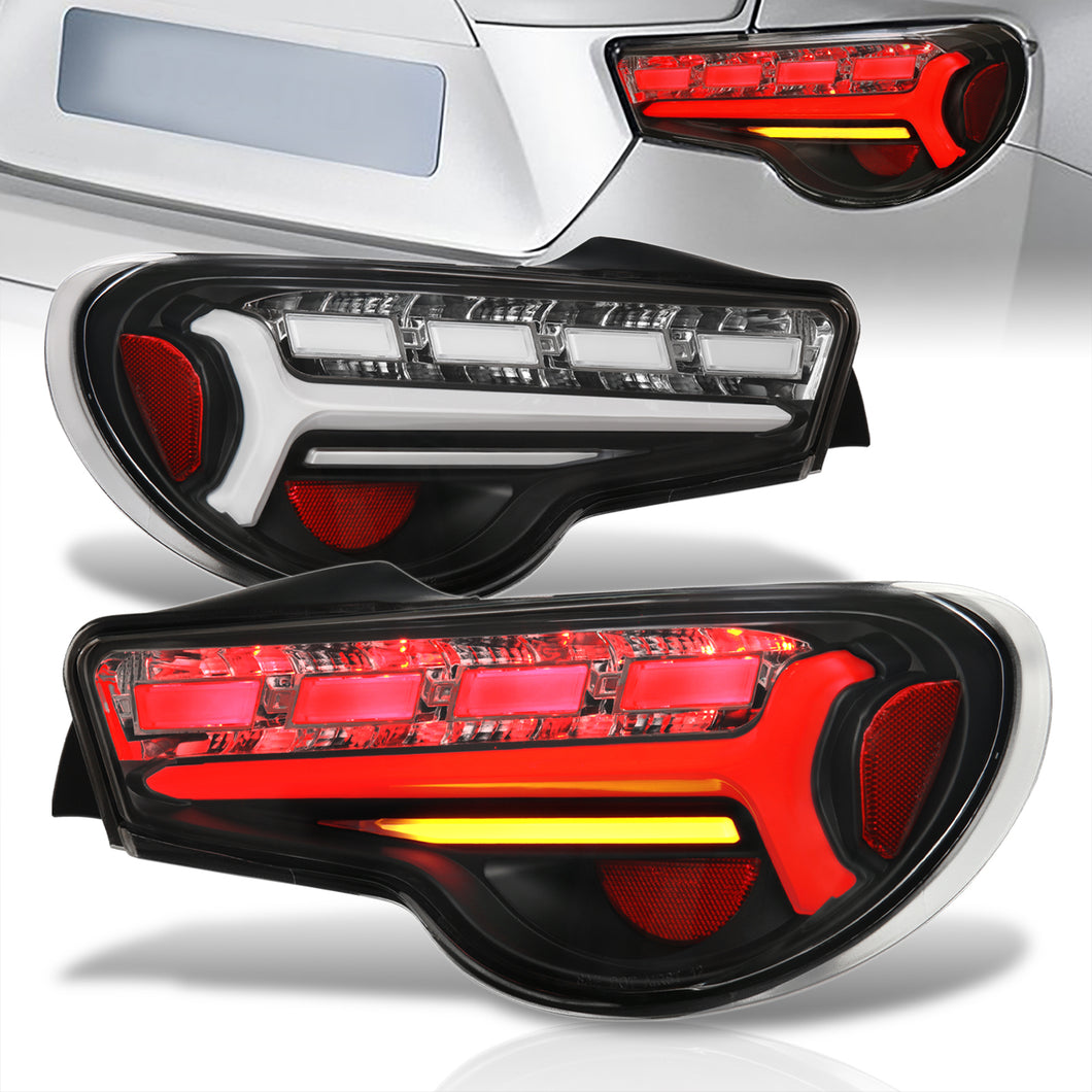 Toyota 86 FRS 2012-2020 / Subaru BRZ 2012-2020 Sequential LED Bar Tail Lights Black Housing Clear Len White Tube (Version 2)