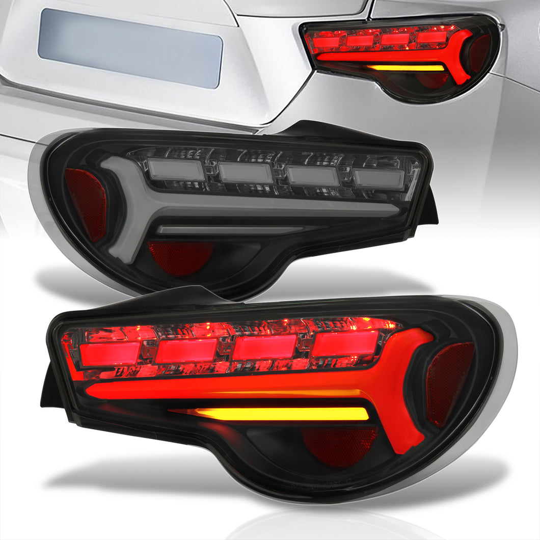 Toyota 86 FRS 2012-2020 / Subaru BRZ 2012-2020 Sequential LED Bar Tail Lights Black Housing Smoke Len White Tube (Version 2)