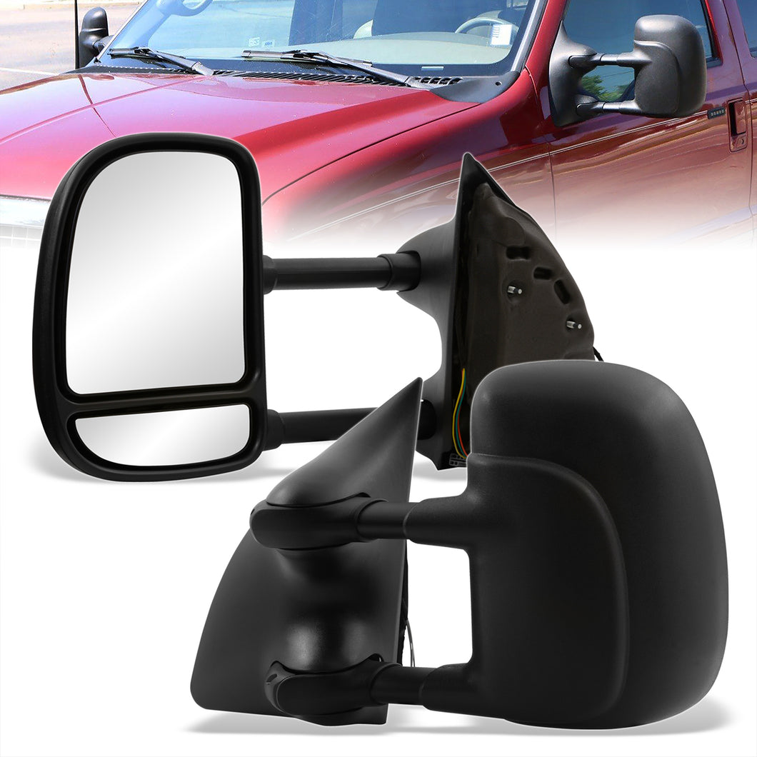 Ford F250 F350 F450 F550 1999-2016 / Excursion 2001-2005 Telescopic Extendable Power Towing Mirrors Black