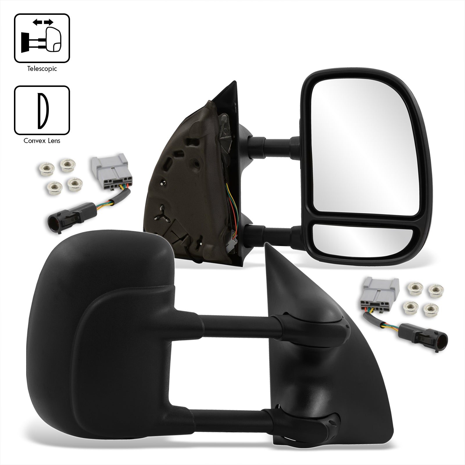 PZ Towing Mirrors Left & Right Pair Fits 99-07 F-250 F-350 F-450