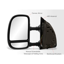 Load image into Gallery viewer, Ford F250 F350 F450 F550 1999-2016 / Excursion 2001-2005 Telescopic Extendable Power Towing Mirrors Black
