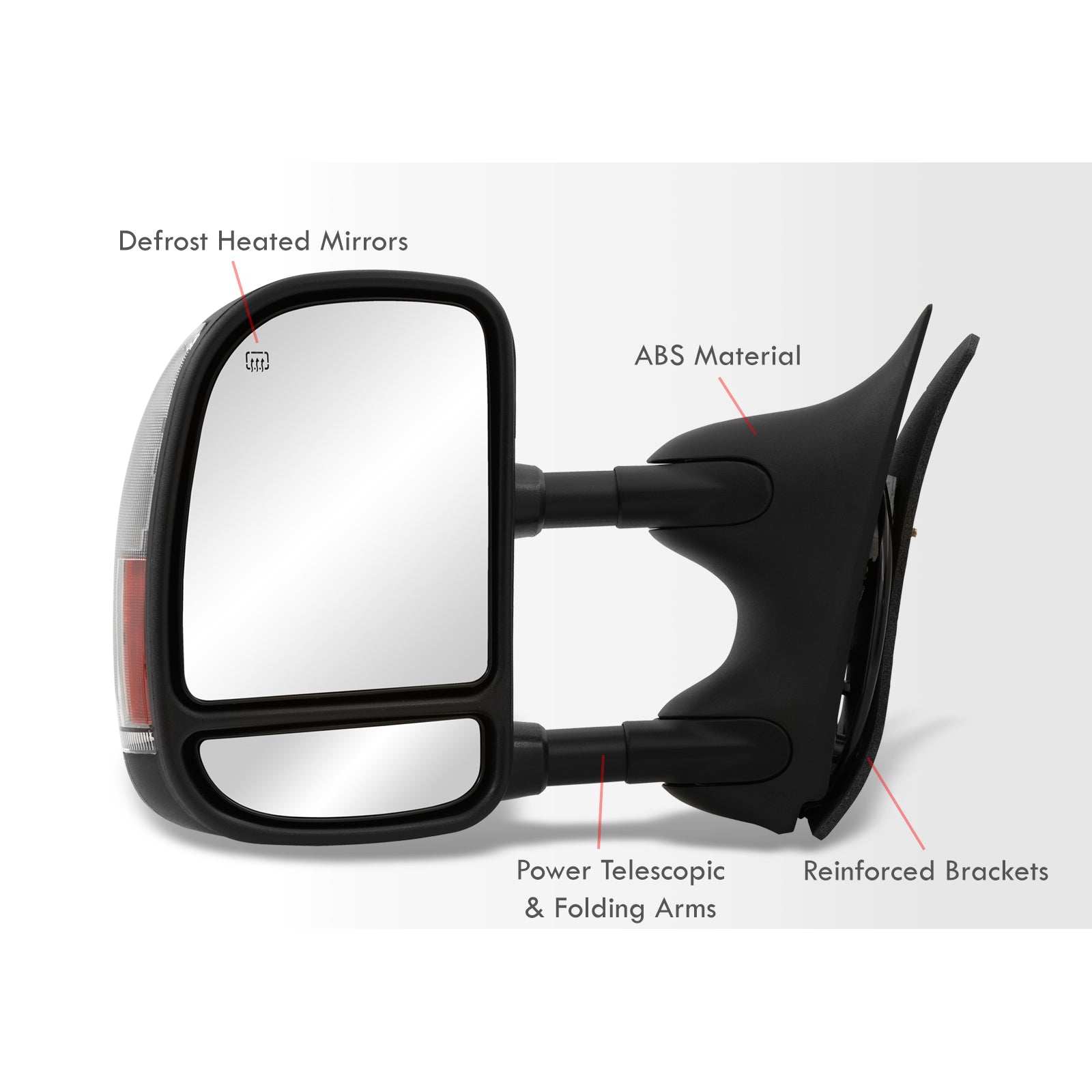 Tow Mirrors Fits 02-07 Ford F250 F350 F450 Super Duty Power Heated Tow Mirrors Fits 02-07 Ford F250 F350 F450 Super Duty Power Heated