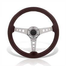 Load image into Gallery viewer, Universal 350mm Heavy Duty Steel Wood Grain Style Steering Wheel Polished Center Dark Wood
