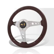 Load image into Gallery viewer, Universal 350mm Heavy Duty Steel Wood Grain Style Steering Wheel Polished Center Dark Wood
