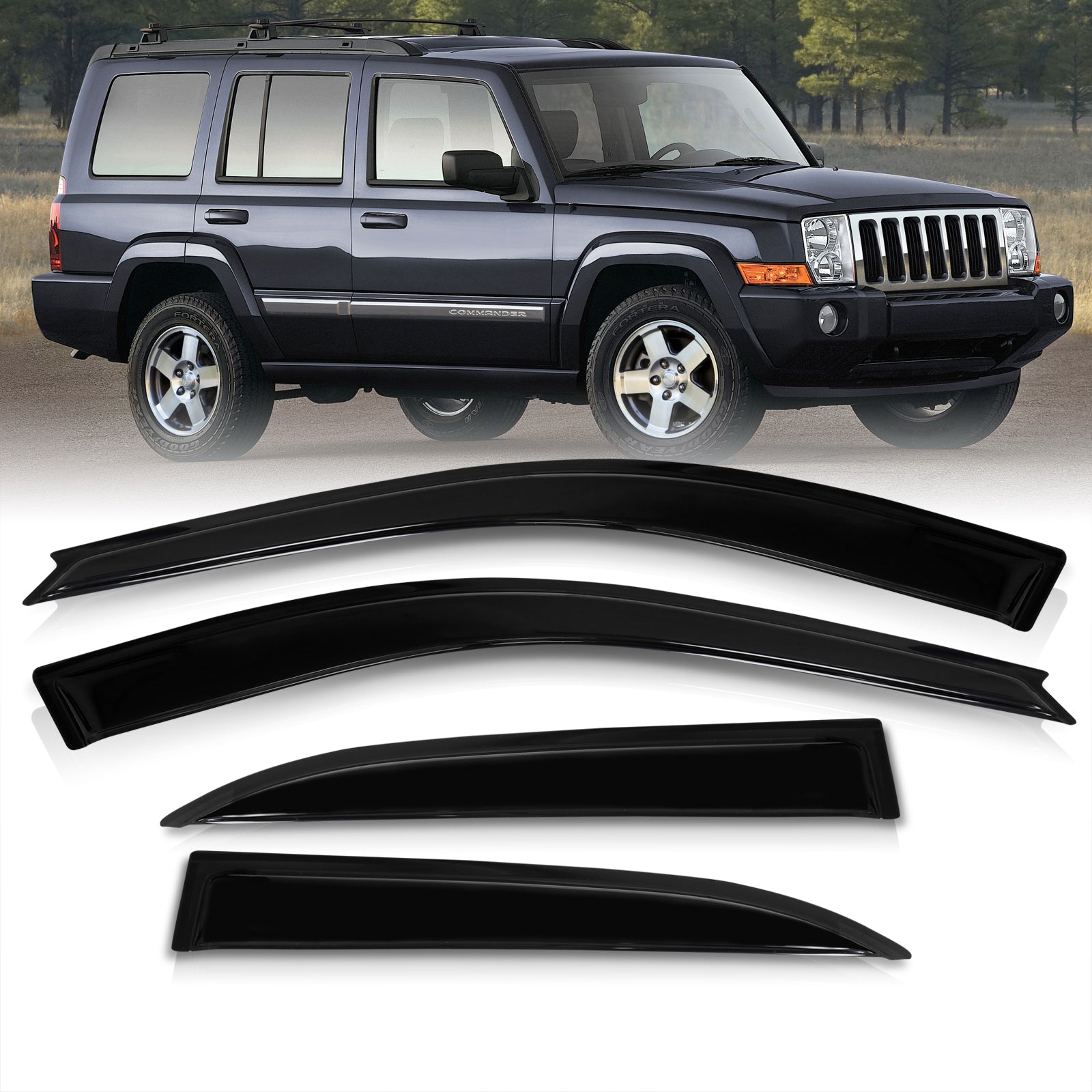 Jeep Commander 2006-2010 4 Door Tape On Window Visors – AJP