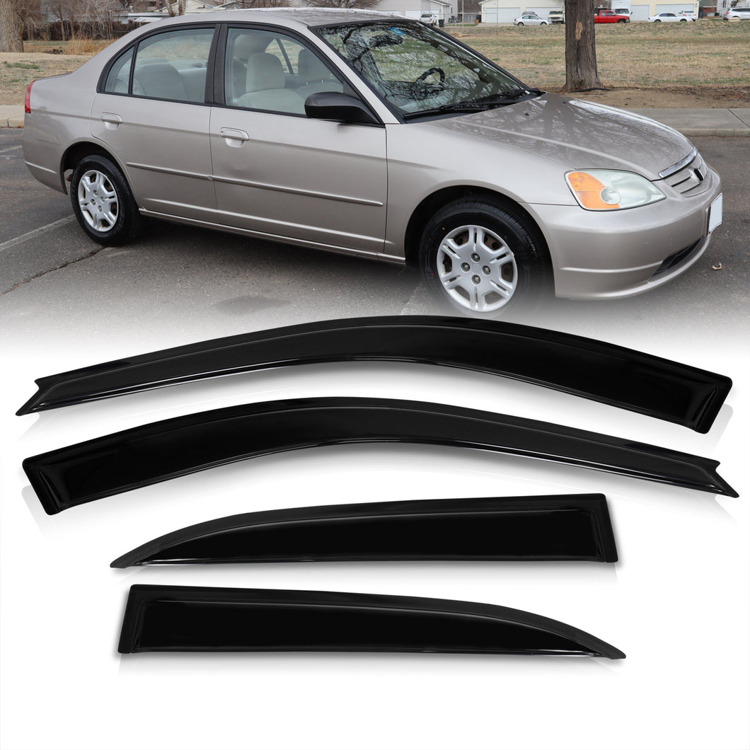 Honda Civic 2001-2005 4 Door Tape On Window Visors