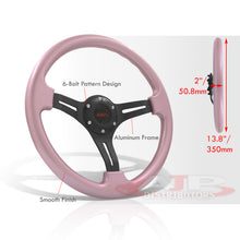Load image into Gallery viewer, JDM Sport Universal 350mm Heavy Duty Aluminum Steering Wheel Black Center Pink
