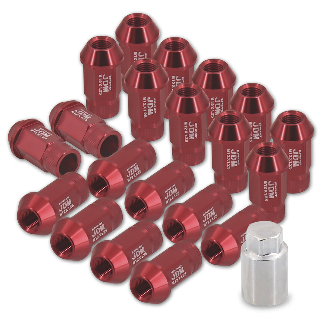 JDM Sport Universal 12 x 1.25 Lug Nuts Red (20 Pieces)