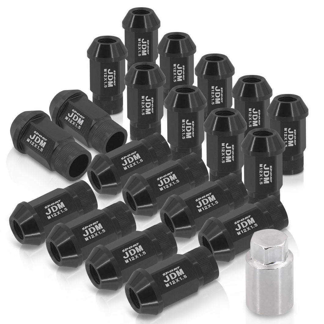 JDM Sport Universal 12 x 1.50 Lug Nuts Black (20 Pieces)
