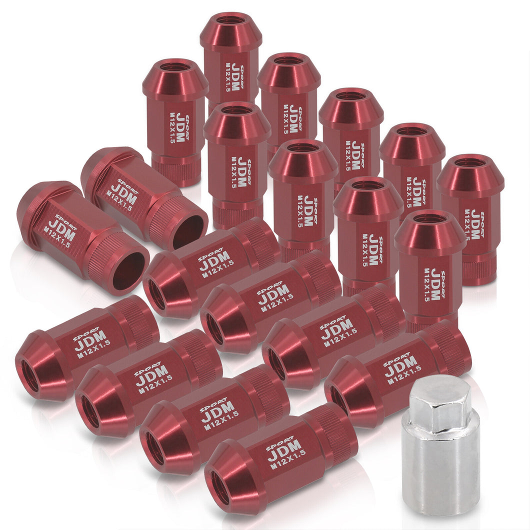 JDM Sport Universal 12 x 1.50 Lug Nuts Red (20 Pieces)