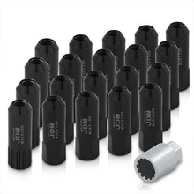 Load image into Gallery viewer, JDM Sport Universal 12 x 1.25 Extended Locking Lug Nuts Black (20 Pieces) - 4 Pieces Locking Type Lug + Key

